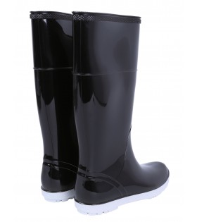 Schwarz-weiße Gummistiefel Regenstiefel für Damen rutschfest wasserfest HAWAI LADY DEMAR