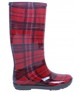 Rote karierte Gummistiefel HAWAI LADY PRINT DEMAR