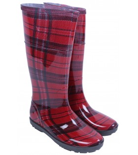 Rote karierte Gummistiefel HAWAI LADY PRINT DEMAR