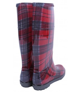 Rote karierte Gummistiefel HAWAI LADY PRINT DEMAR