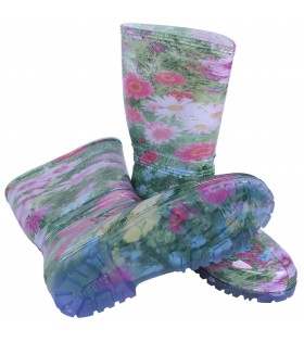 Grüne Stiefel mit Blumen gemustert RAINNY DEMAR