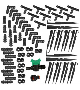 Zubehör-Set für Tropfleitung Durchmesser 16mm - 72 Teile Gartenbewässerung mit Hahnanshluss Anker T-Stücke