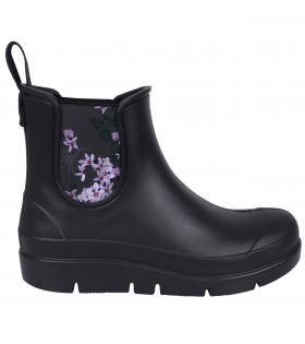 STELLA Schwarze, kurze Gummistiefel mit Blumen-Print Lemigo