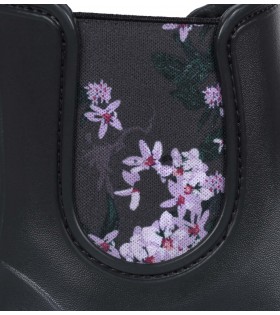 STELLA Schwarze, kurze Gummistiefel mit Blumen-Print Lemigo