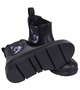 STELLA Schwarze, kurze Gummistiefel mit Blumen-Print Lemigo