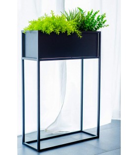 Czarny, metalowy kwietnik stojący 60x87x23 cm Plant Box