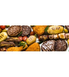 Klappbarer Touristengrill mit Gabel und Spachtel,  Koffer 44x23x48 cm