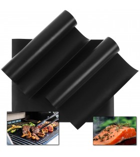 3x Schwarze Grillmatte aus Teflon, Backofenmatte 40x33cm