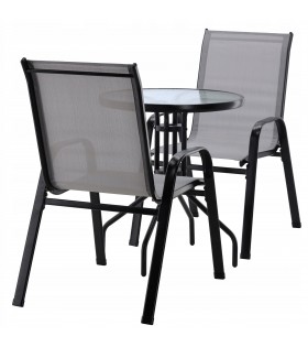 Schwarzes Balkonmöbel-Set - Tisch + 2 Stühle