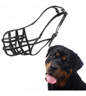 Schwarzer Maulkorb aus Leder "8" ROTTWEILER KLEIN DINO