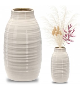 Ecru wazon ceramiczny, wysoki wazon na kwiaty 13x13x25,5 cm