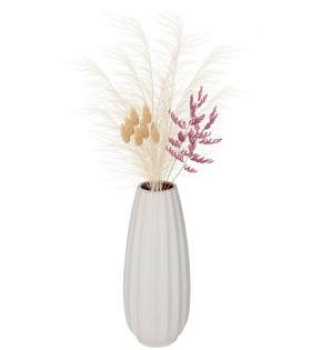 Beige Keramikvase, hohe Blumenvase 12.5x12.5x32cm