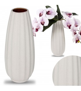 Beige Keramikvase, hohe Blumenvase 12.5x12.5x32cm