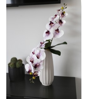 Beige Keramikvase, hohe Blumenvase 12.5x12.5x32cm