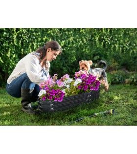 Hochbeet, Gemüse- und Blumenbeet, oval anthrazit 120x60x30 cm