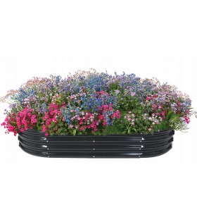 Hochbeet, Gemüse- und Blumenbeet, oval anthrazit 240x120x30 cm