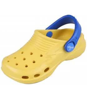 Gelb-blaue Clogs Gartenclogs Badeschuhe Badelatschen Gartenschuhe für Kinder superleicht bequem mit Lüftungsöffnungen LEMIGO