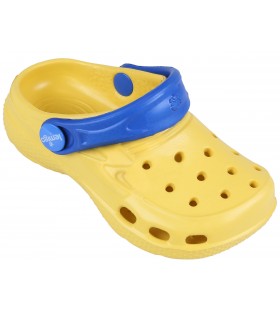 Gelb-blaue Clogs Gartenclogs Badeschuhe Badelatschen Gartenschuhe für Kinder superleicht bequem mit Lüftungsöffnungen LEMIGO