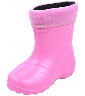 Hellpinke, gefütterte Kinder-Regenstiefel KOLMAX