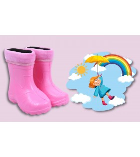 Hellpinke, gefütterte Kinder-Regenstiefel KOLMAX