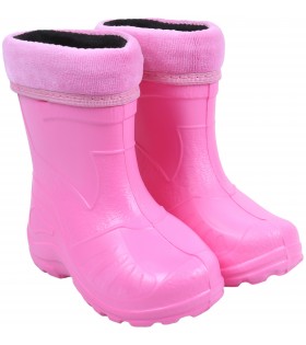 Hellpinke, gefütterte Kinder-Regenstiefel KOLMAX