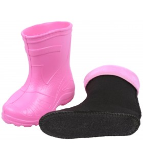 Hellpinke, gefütterte Kinder-Regenstiefel KOLMAX