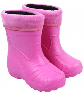 Dunkelpinke, gefütterte Kinder-Gummistiefel KOLMAX