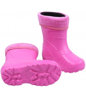 Dunkelpinke, gefütterte Kinder-Gummistiefel KOLMAX