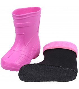 Dunkelpinke, gefütterte Kinder-Gummistiefel KOLMAX