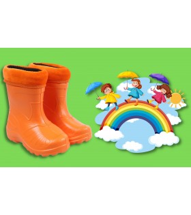 Orangefarbene, gefütterte Kinder-Gummistiefel KOLMAX