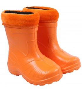 Orangefarbene, gefütterte Kinder-Gummistiefel KOLMAX