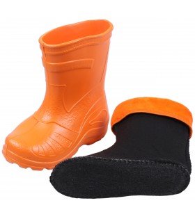 Orangefarbene, gefütterte Kinder-Gummistiefel KOLMAX