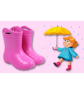 Dunkelpinke Kinder-Gummistiefel, KOLMAX Gießkanne