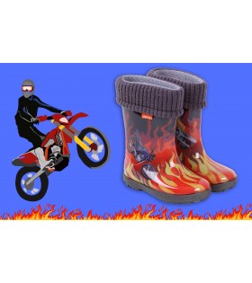 Gefütterte Gummistiefel Motorrad in Flammen DEMAR