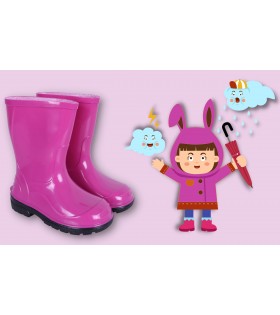 Fuchsiafarbene Gummistiefel Regenstiefel Regenschuhe für Kinder bequem wasserfest OLI LEMIGO