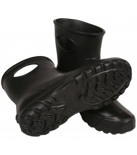 Schwarze Gartenstiefel aus Schaumstoff für Damen + Gartenhandschuhe im Set