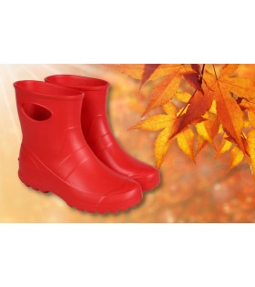 Damen EVA-Schaumstoff-Gummistiefel, rot mit Innensohle LEMIGO Garden