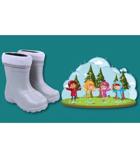 Aschgraue, gefütterte Kinder-Gummistiefel KOLMAX