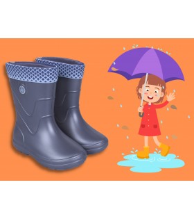 VIBES Graue, gefütterte Gummistiefel für Kinder Demar