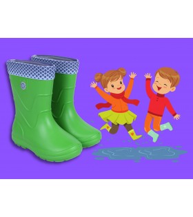 VIBES Grüne, gefütterte Gummistiefel für Kinder Demar