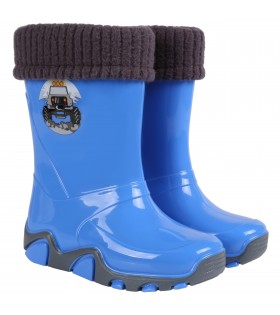 Gefütterte, blaue Gummistiefel mit Autoaufdruck STORMER LUX D Demar