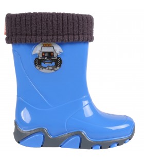 Gefütterte, blaue Gummistiefel mit Autoaufdruck STORMER LUX D Demar