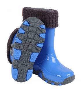 Gefütterte, blaue Gummistiefel mit Autoaufdruck STORMER LUX D Demar