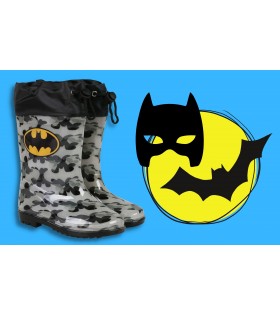 Batman Schwarze Gummistiefel für Jungen, mit Strickbündchen, Militär-Print