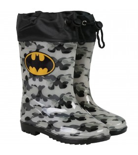 Batman Schwarze Gummistiefel für Jungen, mit Strickbündchen, Militär-Print