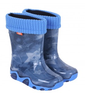 Blaue, gefütterte Gummistiefel mit Sternen-Print DEMAR