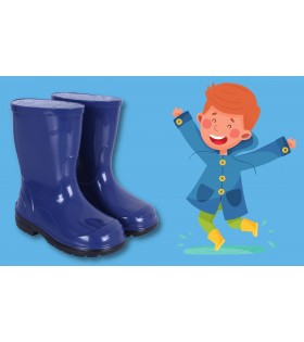 Blaue Regenstiefel Gummistiefel Regenschuhe für Kinder wasserfest bequem rutschfest OLI LEMIGO