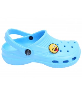 Himmelblaue Clogs Gartenclogs Badeschuhe für Kinder mit Emoticon leicht bequem mit Lüftungsöffnungen LEMIGO