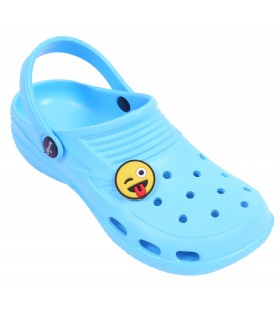 Himmelblaue Clogs Gartenclogs Badeschuhe für Kinder mit Emoticon leicht bequem mit Lüftungsöffnungen LEMIGO