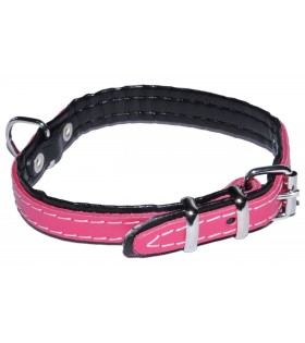 Pinkes Halsband für Hund Leder 16mm/40cm DINO